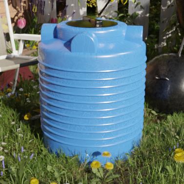 Ёмкость ЭВЛ 300 л. голубая с отводом, крышка 350мм