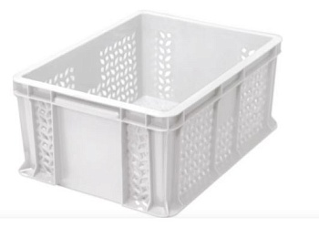 Ящик п/э 400х300х180 мороз.перфор с внешней ручкой цв. натуральный   702.01.02м