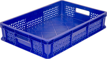 Ящик п/э 600х400х120 мм перфорир. с ручками синий 704.01.01