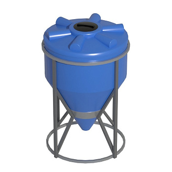 Емкость конусная 60 градусов голубая, крышка 350мм