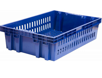 Ящик п/э 600х400х152,5 с перфор. хлебный, синий, 1,2кг,403