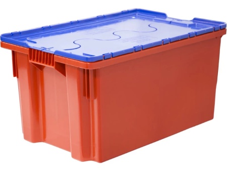 Ящик п/э 600х400х350 сплошной, красный с синей крышкой SAFE PRO, 603-1 SP
