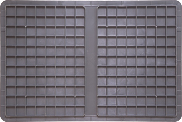 Ящик п/э 600х400х220 дно усилен.,стенки сплошные., 2 открытые ручки, серый  922.02.03.03