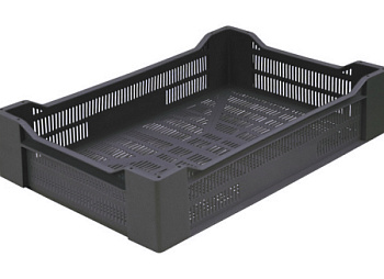 Ящик п/э 600х400х135 с перфор. ягодный черный, 119