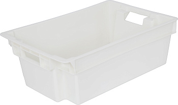 Ящик п/э 600х400х200 сплошной, мясной, 1,6кг, белый, 206м, Морозостойкий