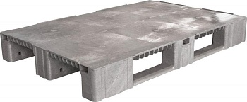 Паллет 800х600х150мм, сплошной на 3-х полозьях, серый,TR 680