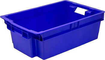 Ящик п/э 600х400х200 сплошной цв.синий 206 (1,7) мск