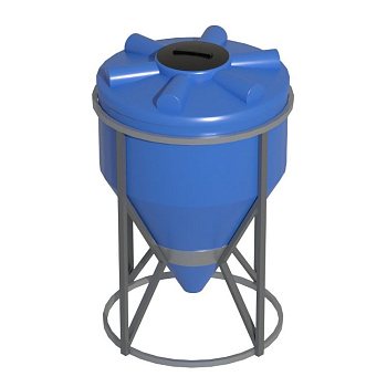 Емкость конусная 60 градусов голубая, крышка 450мм