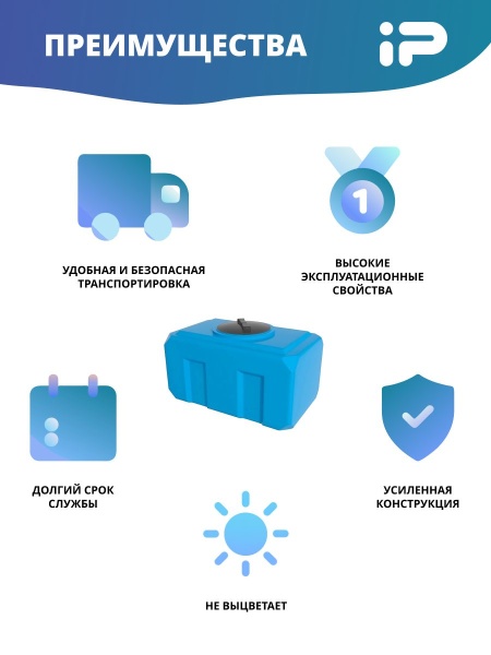 Ёмкость К 300 л. голубая, крышка 350мм