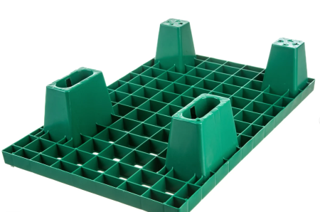 Паллет 600х400х130мм, перфор, на ножках, зеленый,TR 400