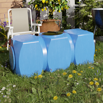 Ёмкость К 500 л. горизонтальная голубая с отводом