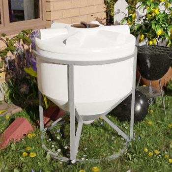 Емкость конусная 45 градусов белая, крышка 350мм