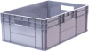 Ящик п/э 600х400х220 дно усилен.,стенки сплошные., 2 открытые ручки, серый  922.02.03.03