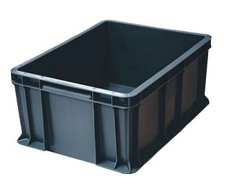 Ящик п/э 400х300х180 сплошной, с внешней ручкой цв. серый  702.03.02