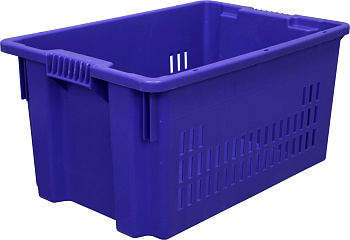 Ящик п/э 600х400х300 дно сплош., стенки перф., синий 602