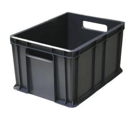 Ящик п/э 400х300х230 мм сплошной с ручками черный 703.03.01