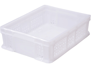 Ящик п/э 400х300х120 дно сплош.,стенки перфор с внешней ручкой белый  701.02.02м