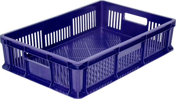 Ящик п/э 600х400х140 мм перфорир. с ручками синий 705.01.01