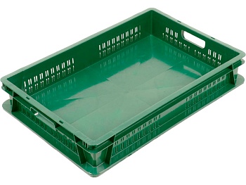 Ящик п/э 600х400х100 сплошной с отверстиями, зеленый  224