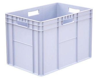 Ящик п/э 600х400х420 мороз., дно гладкое.,стенки сплошные., 4 открытые ручки, серый 942.02.03.01