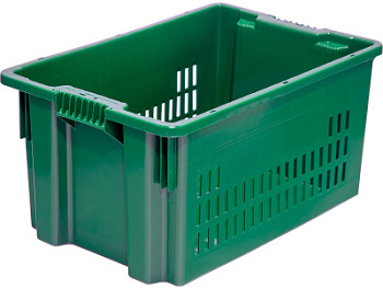 Ящик п/э 600х400х300 дно сплош., стенки перф., зеленый 602