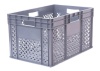 Ящик полимерный 600х400х420 перфор., цв. серый, 4 ручки 