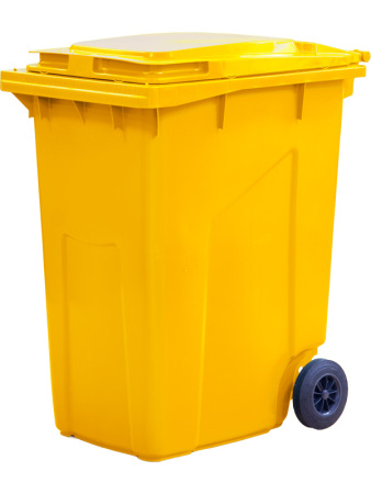 Мусорный контейнер 360 литров, на колесах, желтый