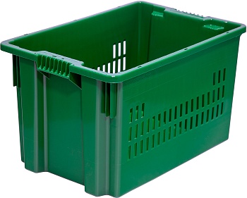 Ящик п/э 600х400х350 дно сплош., стенки перф., зеленый,604
