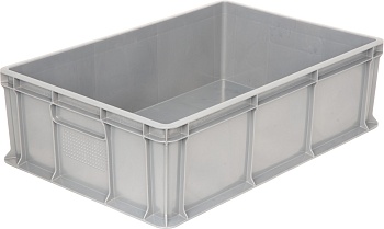 Ящик п/э 600х400х180 мм сплошной без ручек, серый, морозостойкий 706.03.02м