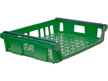 Ящик п/э 744х557х167 перфорир. со складываемыми ручками, зеленый В-500